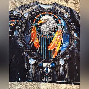 5XL Mens Native American Wolf 3D Polo Sweatshirt All Over Print Plus Long Slee